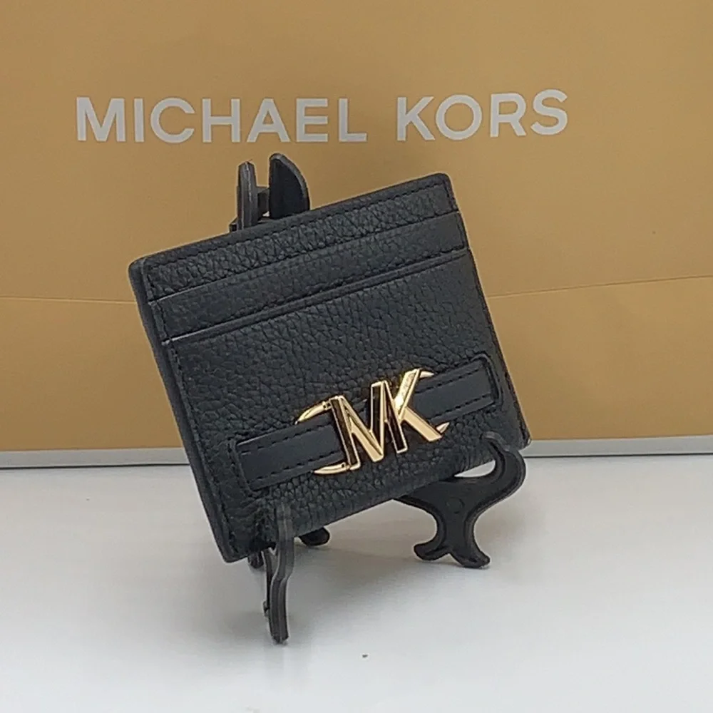 MICHAEL KORS Reed Large Pebbled Leather Card Holder Case Wallet COLOR: BLACK